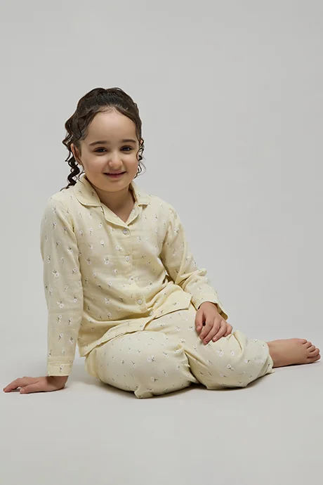 R&B Printed Lapel Collar Pyjama Set