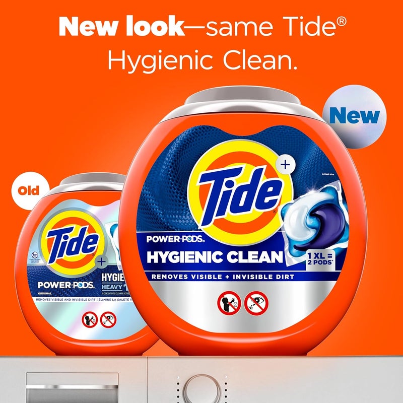Tide Power PODs Hygienic Clean Heavy Duty Liquid Laundry Detergent Pacs HE Compatible 45 Count Hypoallergenic Free and Clear of Dyes and Perfumes For Visible and Invisible Dirt - Image 2