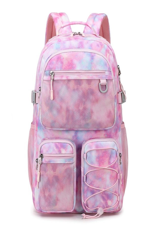 Lohol Multi-Pocket Backpack for Travel College, Heavy Duty Big Bookbag with 15.6 inch Laptop Compartment (Pink Galaxy - Image 1