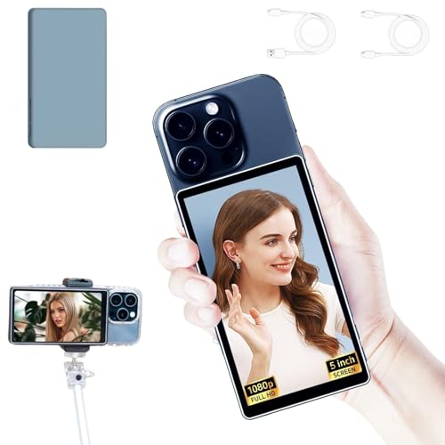 Shimbol CP5 lite Selfie Monitor Screen iPhone 1080P Wireless RecordingMagnetic Phone Vlog Selfie Monitor Screen Using Phone Rear Camera for Live Stream TikTokCompatible with iOS Android Gray Case - Image 1