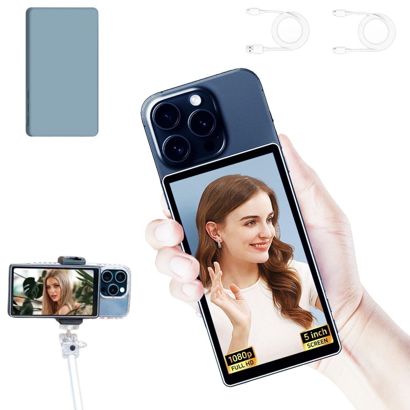 Shimbol CP5 lite Selfie Monitor Screen iPhone 1080P Wireless RecordingMagnetic Phone Vlog Selfie Monitor Screen Using Phone Rear Camera for Live Stream TikTokCompatible with iOS Android Gray Case - Image 2