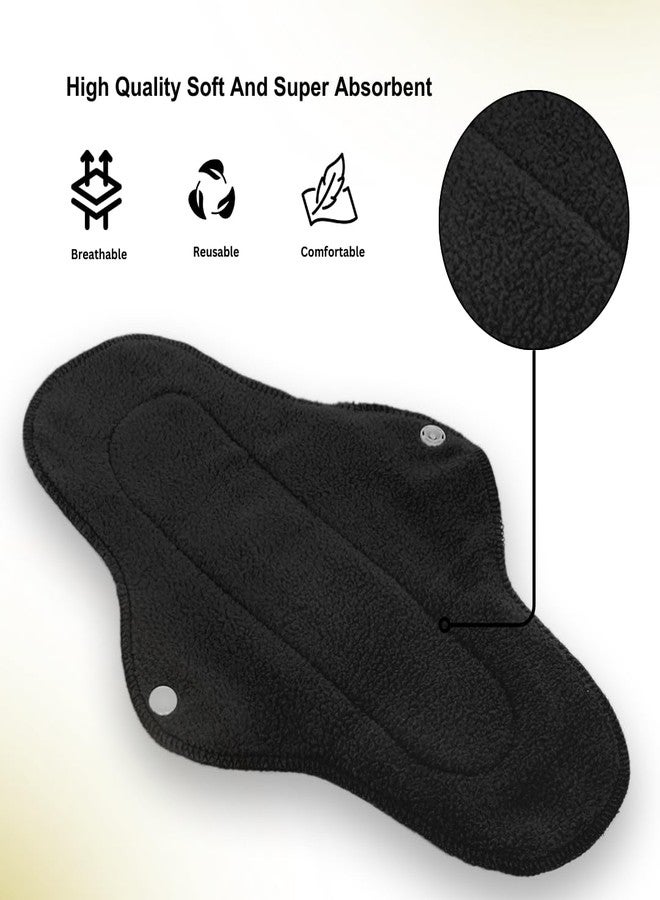 CareDone Super Comfy Heavy Flow Pad - Extra large| |Reusable Sanitary Cloth Pad | Organic Cotton| with leak proof | lasts upto 75-100 washes. (Black Cloth Pad- Pack 2) - Image 2