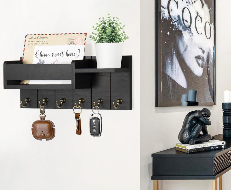 RelaxScene Key Holder Wall Mount - Decorative Key Rack and Mail Organizer with 6 Key Hooks - Wooden Key Hanger with Shelf for Living Room Decor - Rustic Farmhouse Home Entryway Aesthetic Essentials - Image 5