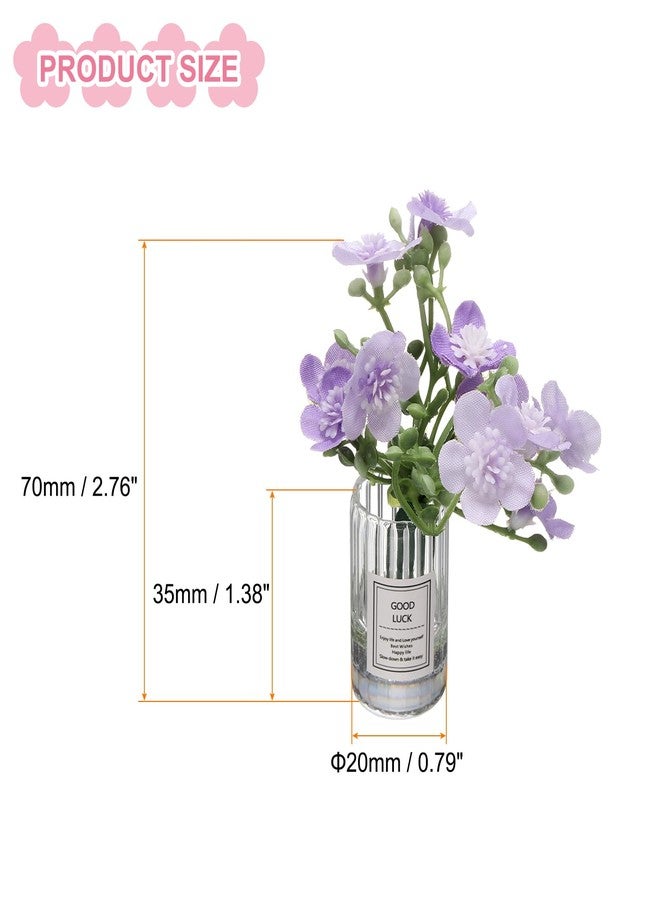 CoCud Mini Flowers Dollhouse in Vase, 2.76" Length, Silk Plastic Miniature Dollhouse Accessories with Tiny Large Flower Purple - (Applications: for Fairy Micro House Ornament) 1-Pieces - Image 2