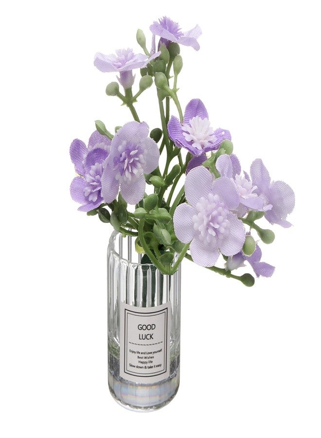 CoCud Mini Flowers Dollhouse in Vase, 2.76" Length, Silk Plastic Miniature Dollhouse Accessories with Tiny Large Flower Purple - (Applications: for Fairy Micro House Ornament) 1-Pieces - Image 1