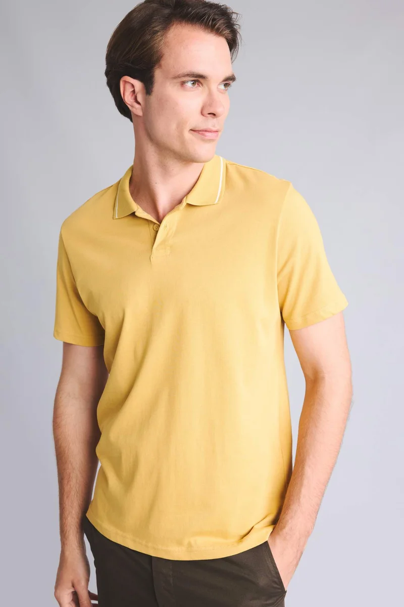 Defacto Regular Fit 100% Cotton Yellow Polo T-Shirt