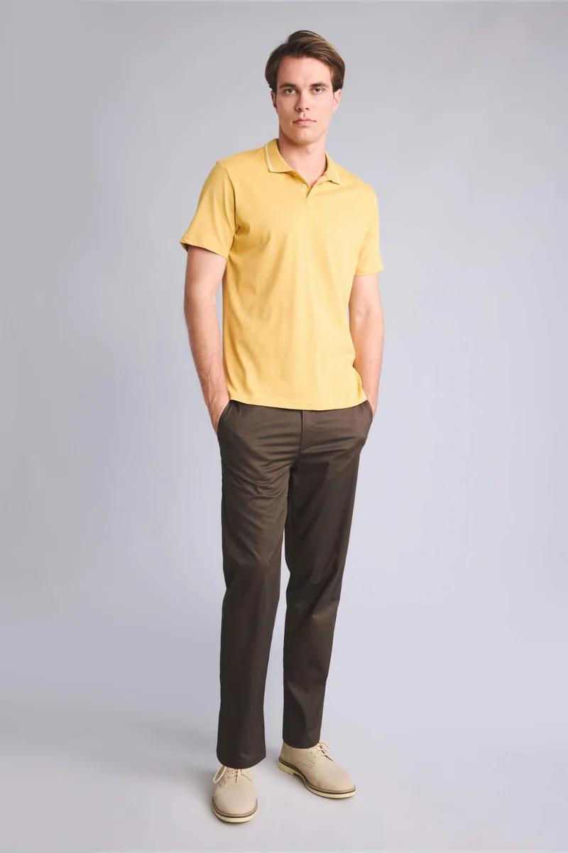 Defacto Regular Fit 100% Cotton Yellow Polo T-Shirt