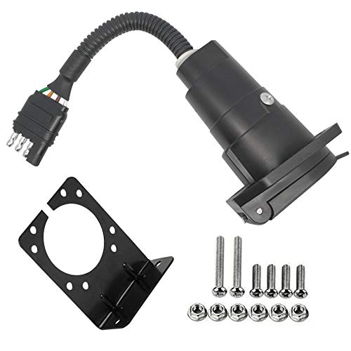 CARROFIX 4 Way Flat to 7 Way Blade Trailer Wiring Adapter Truck Connector Plug with Mounting Bracket - Image 1