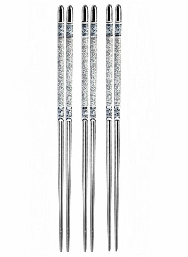 AIMERS Reusable Metal Stainless Steel Chopsticks Dishwasher Safe Lightweight Easy to Use Metal Chop Stick Utensils (3 Pair) - Image 1