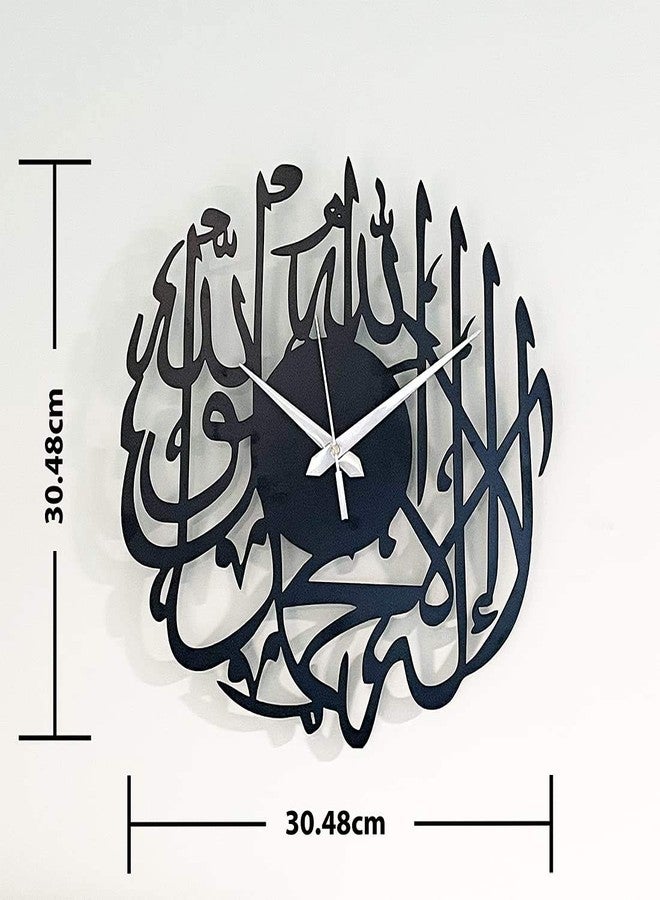 Ingo creation Wood Stylish Allah, Zua-ad Round Design Wall Clock for Home Living Room Office Bedroom Decor (Black, 12 x12 Inch) - Image 3