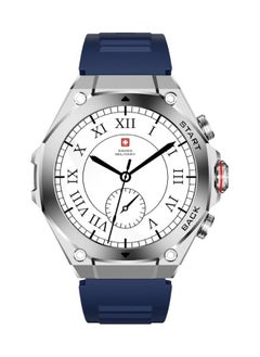 SWISS MILITARY Swiss Military DOM6 Smartwatch 1.43" AMOLED, Bluetooth Calling, Multi Language, Health & Sports Tracking, Wireless Charging, 7 Days Battery, IP67, iOS/Android Compatible, Silver Frame with Blue Strap  - Image 1