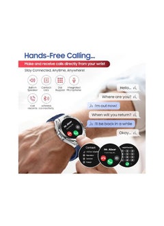 SWISS MILITARY Swiss Military DOM6 Smartwatch 1.43" AMOLED, Bluetooth Calling, Multi Language, Health & Sports Tracking, Wireless Charging, 7 Days Battery, IP67, iOS/Android Compatible, Silver Frame with Blue Strap  - Image 5