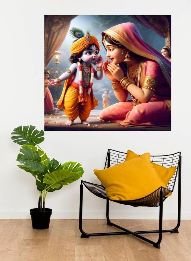 Akki World Little Cute Baby Kirshna With Maa Wall Poster For Living Room, Kids Room, Pooja Room (Size - 41CM X 41CM) - Image 3