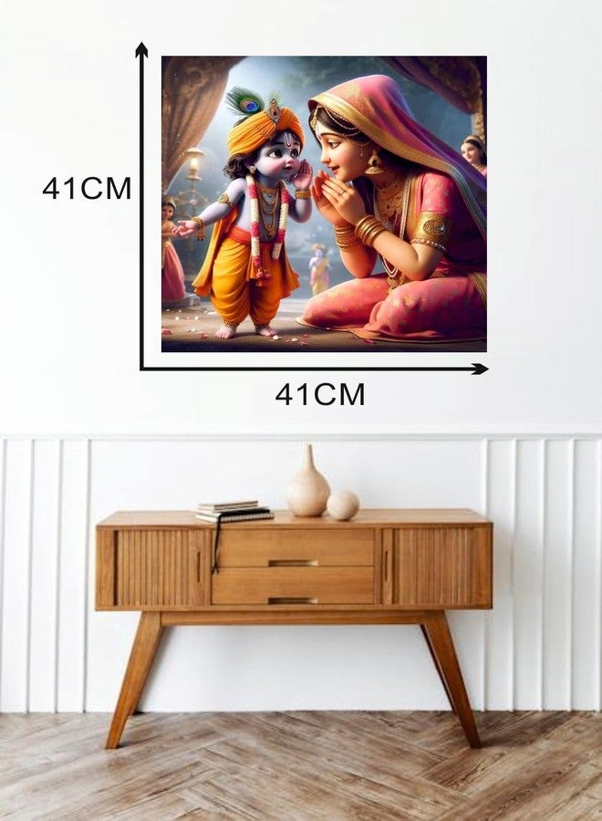 Akki World Little Cute Baby Kirshna With Maa Wall Poster For Living Room, Kids Room, Pooja Room (Size - 41CM X 41CM) - Image 4
