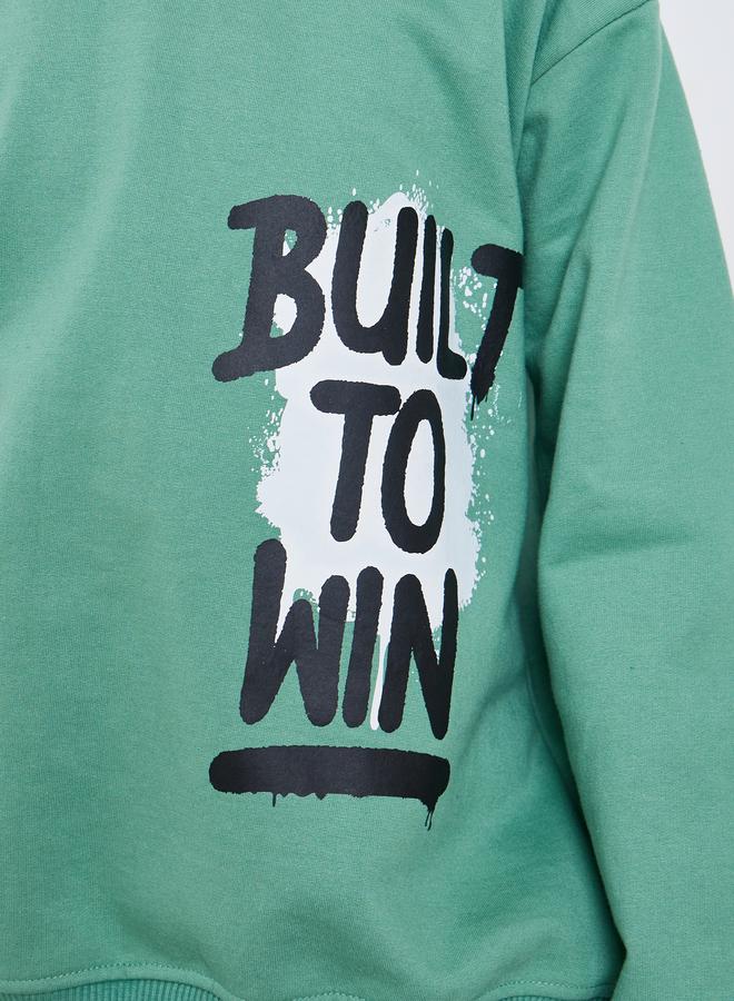 Styli Teens Green Graphic Print Cotton Hoodie - Image 4