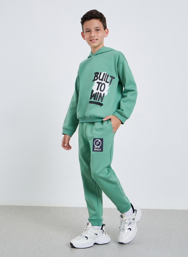 Styli Teens Green Graphic Print Cotton Hoodie - Image 2