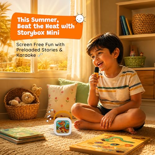 WonderBuddy StoryBox Mini, 250+ Stories Preloaded, Karaoke Mic for Singing, RGB Lights, Kids BT Speaker, Musical Toy, Birthday Gift for 6-10 Year Kids - Dino with Mic - Image 2