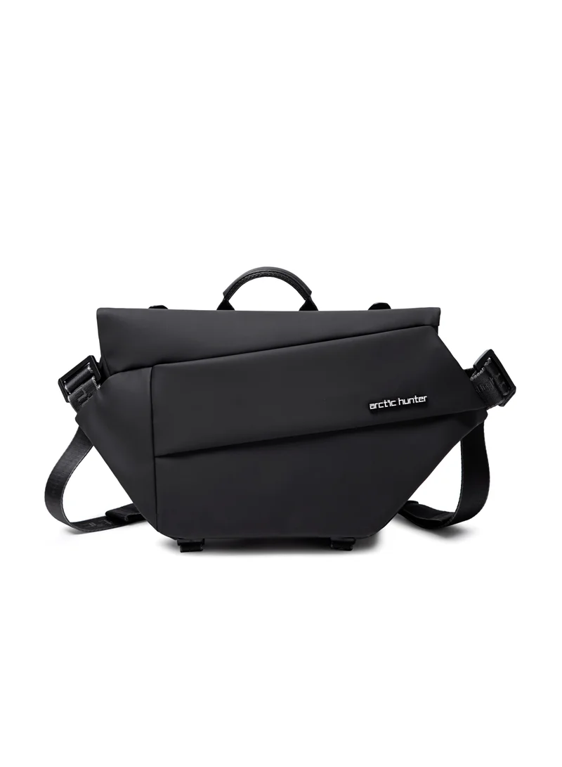 أركتيك هانتر Sling Crossbody Bag Shoulder Bag for Men Women Lightweight One Strap Backpack Messenger Bag Backpack for Hiking Walking Biking Travel Cycling YB00046 Black