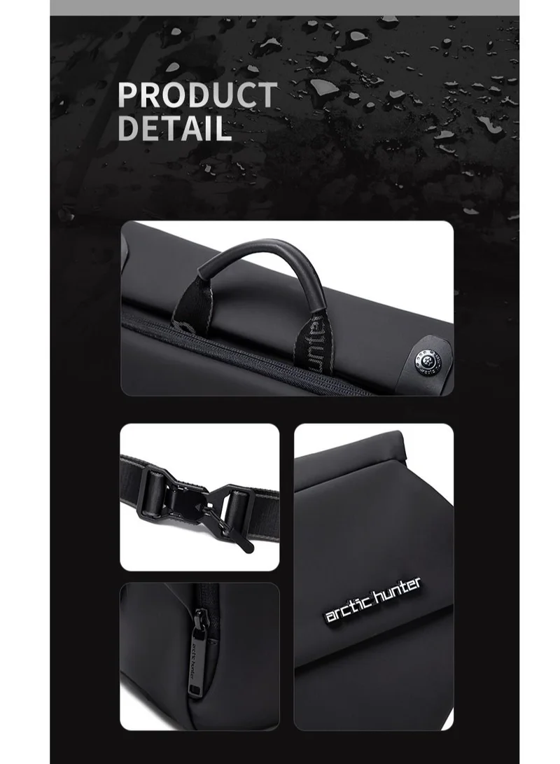 أركتيك هانتر Sling Crossbody Bag Shoulder Bag for Men Women Lightweight One Strap Backpack Messenger Bag Backpack for Hiking Walking Biking Travel Cycling YB00046 Black