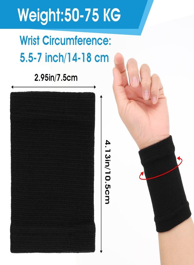 COMNICO Wrist Compression Sleeve, 2 Pairs Spandex Soft Elastic Wrist Brace Hand Band Sport Support Wraps Arthritis Pain Relief for Men Women Work Gym Typing Golf Volleyball (Black) - Image 2