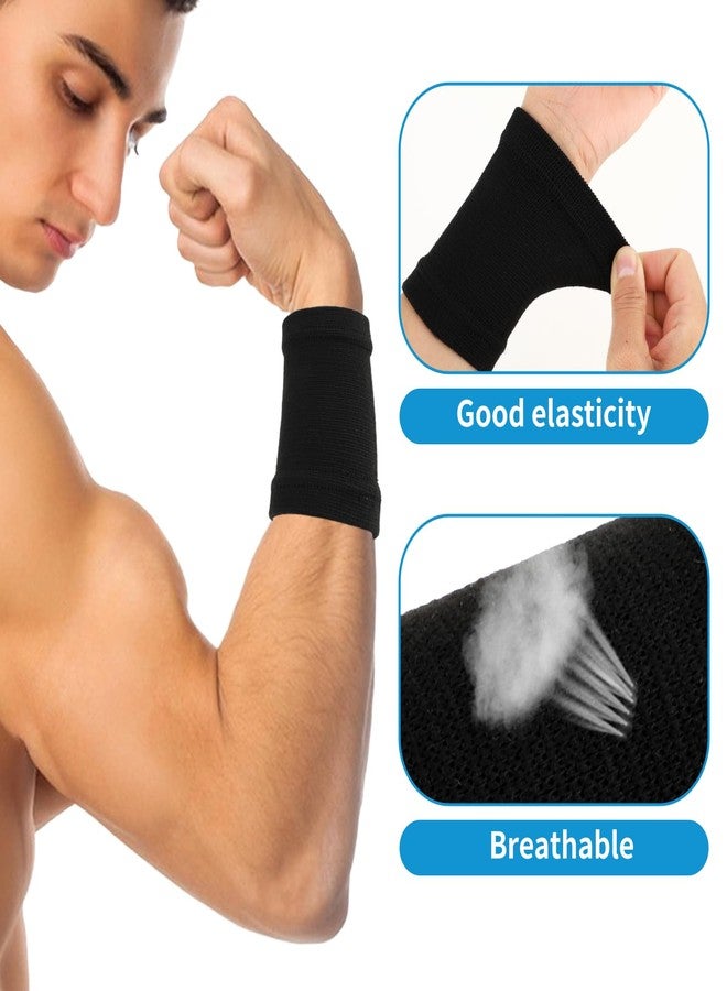 COMNICO Wrist Compression Sleeve, 2 Pairs Spandex Soft Elastic Wrist Brace Hand Band Sport Support Wraps Arthritis Pain Relief for Men Women Work Gym Typing Golf Volleyball (Black) - Image 3