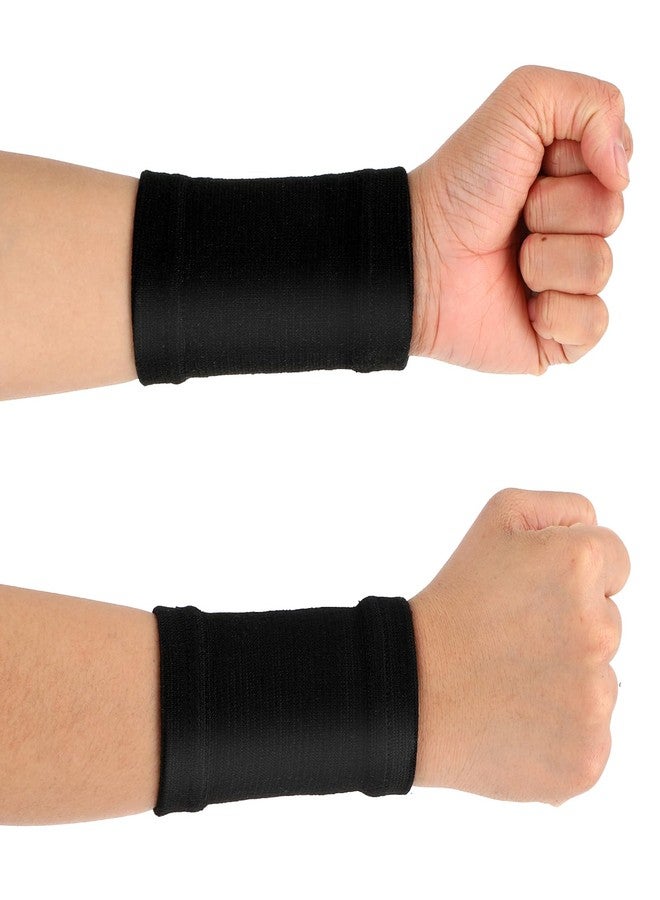 COMNICO Wrist Compression Sleeve, 2 Pairs Spandex Soft Elastic Wrist Brace Hand Band Sport Support Wraps Arthritis Pain Relief for Men Women Work Gym Typing Golf Volleyball (Black) - Image 1