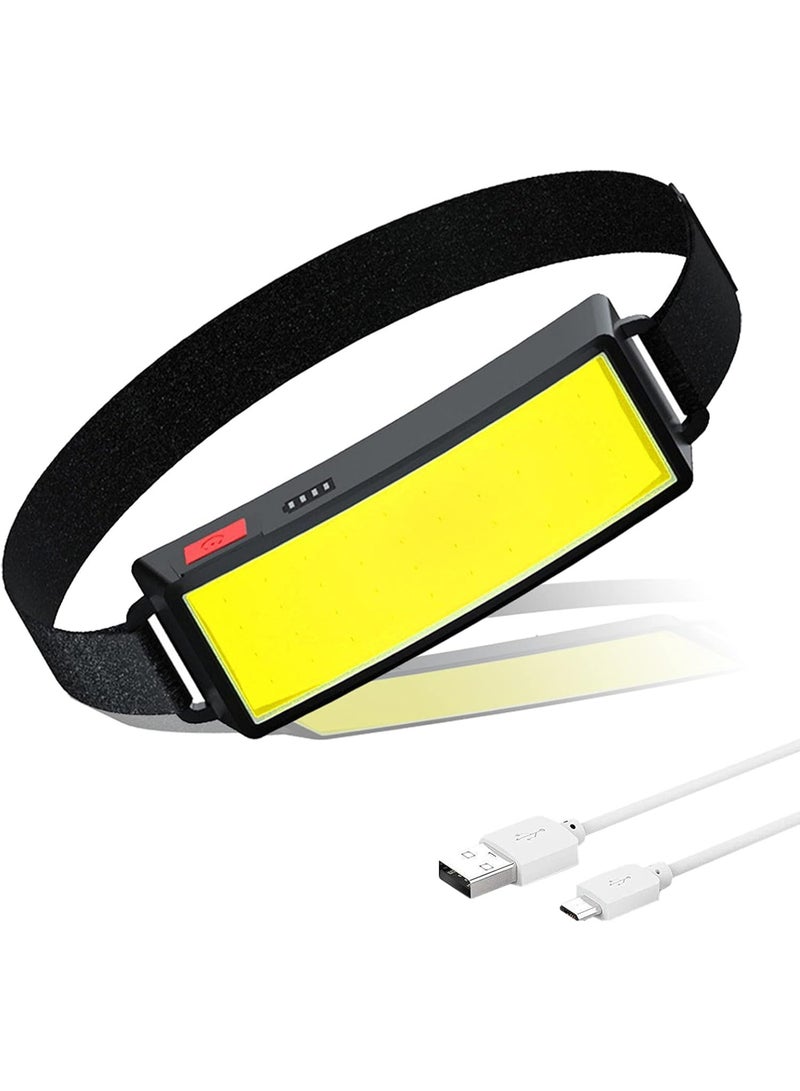 كشاف ليد  قابل لإعادة الشحن، مصباح أمامي COB فائق السطوع يعمل بالبطارية بـ 3 أوضاع  قابل للتعديل ومقاوم للماء يمكن تثبيته على الرأس متعدد الاستخدامات - Image 1