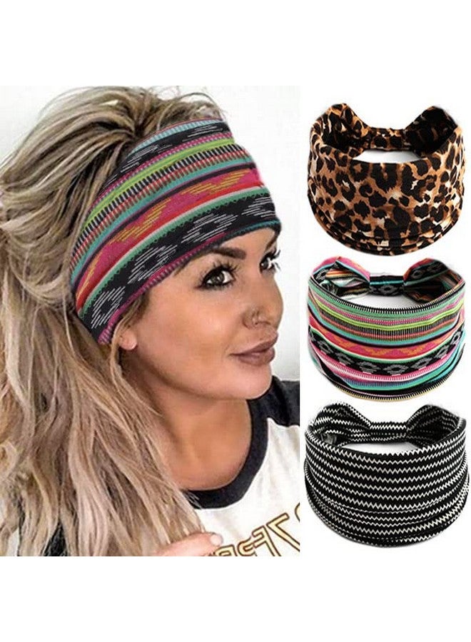 أسورنا عصابة رأس بوهو باندو بعقدة عريضة وربطة شعر مطاطية وأغطية رأس عمامة إكسسوارات شعر عصرية للنساء 3 قطع (عادية) - Image 1