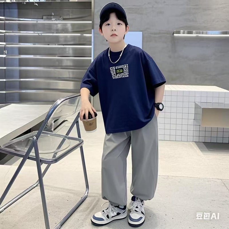 2026 Summer New Arrival Mid-to-Large Kids Two-Piece Set, Trendy Sporty Style