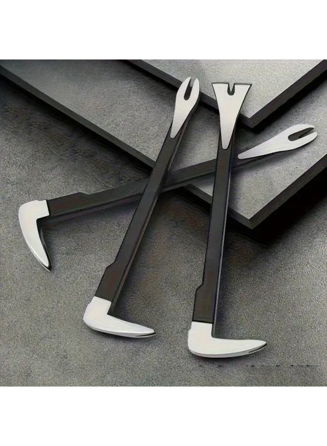 Black 10 Inch Heavy Duty Pry Bar Nail Puller Tool Multi Functional Manual Rust Resistant Metal Construction for Woodworking Automotive Repair - Image 3