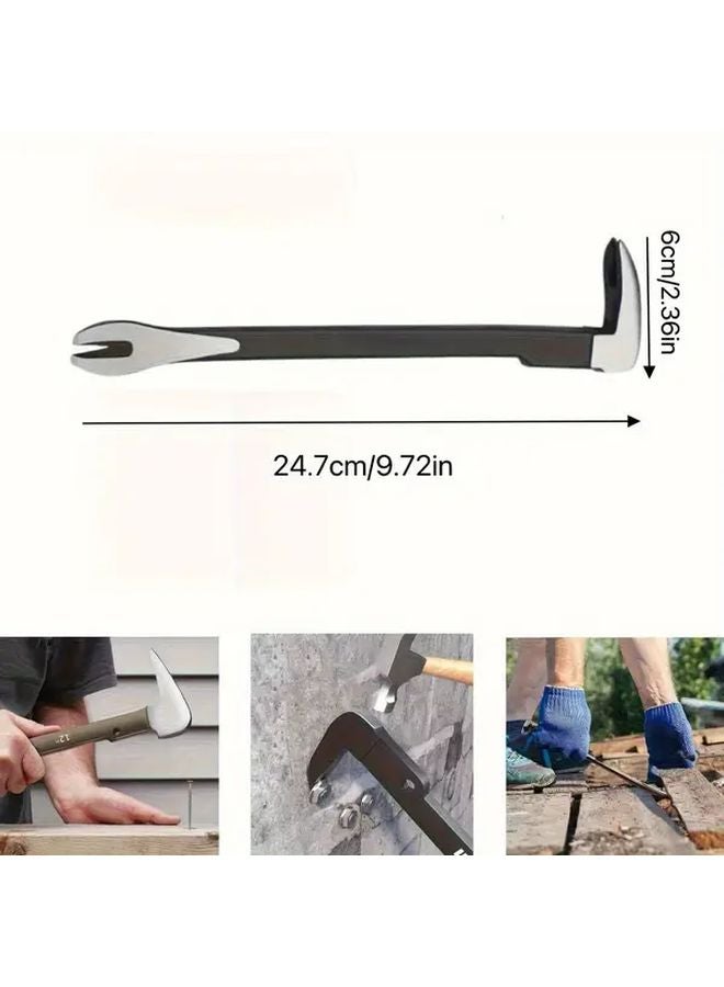 Black 10 Inch Heavy Duty Pry Bar Nail Puller Tool Multi Functional Manual Rust Resistant Metal Construction for Woodworking Automotive Repair - Image 2