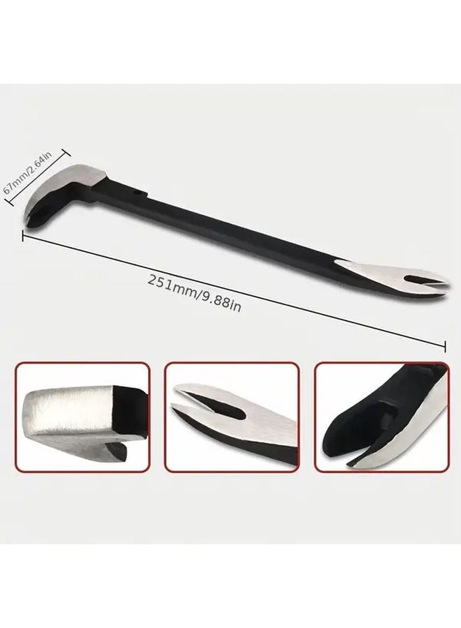 Black 10 Inch Heavy Duty Pry Bar Nail Puller Tool Multi Functional Manual Rust Resistant Metal Construction for Woodworking Automotive Repair - Image 4