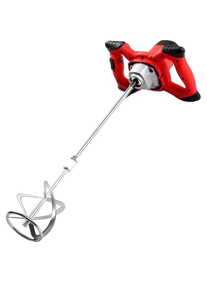 Hi Max M14 Electric Handheld Mortar Mixer 1300W, 2-Handle Heavy Duty Paint & Cement Mixer Drill 220-240V, High-Power Copper Motor with Cooling System, Variable Speed Mixing Paddle for Putty, Grout, Plaster, Concrete & Resin (US/EU Plug) - Image 2