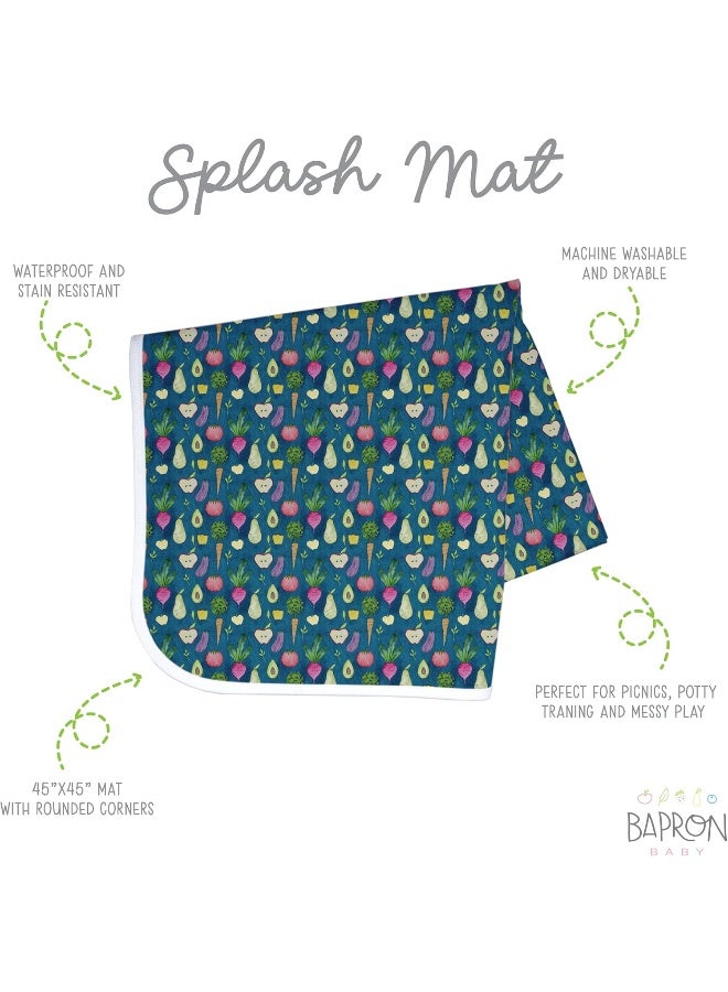 BapronBaby Organic Produce Splash Mat - Waterproof Catch-All for Under High Chairs, Floors, Tables, Playtime or Arts & Crafts - Machine Washable - 45" x 45" - Image 2