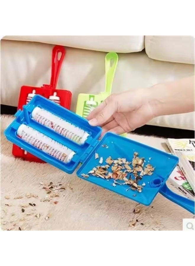 Meetion 4pcs Manual Sweeper For Floors And Carpets, Portable Sweeper For Bed Linens, Handheld Carpet Cleaner For Pet Stains And Strong PP Double Roller Sweeper Brush - Image 4