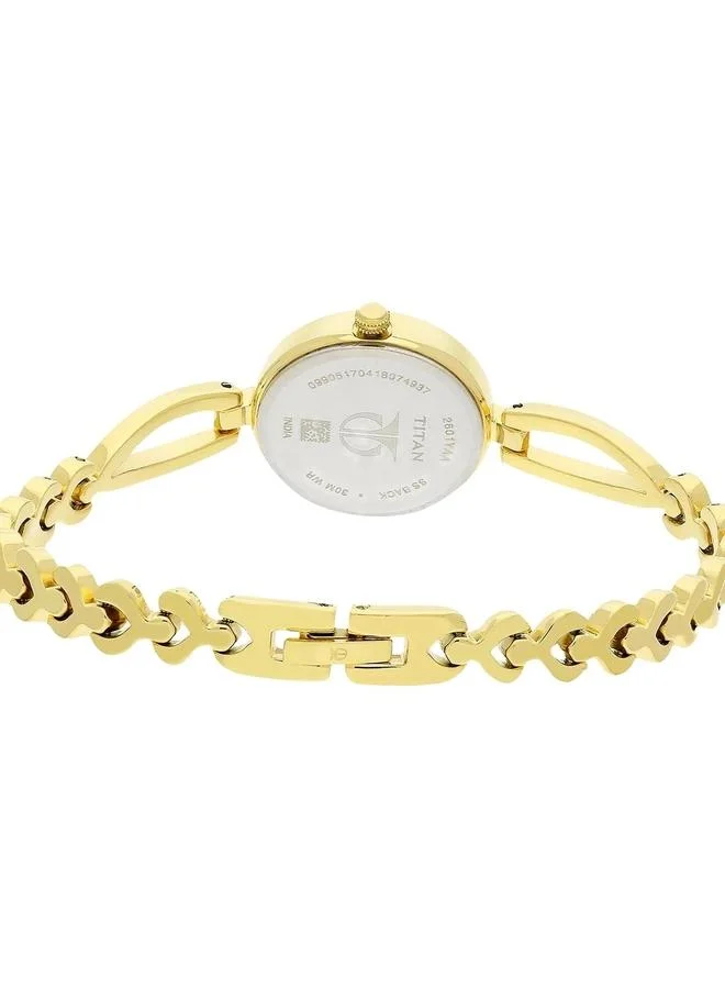 TITAN Women's Analog Display Watch With Gold Metal Strap - 2601YM01