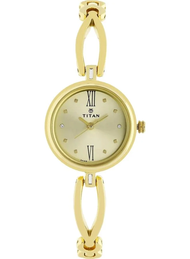 TITAN Women's Analog Display Watch With Gold Metal Strap - 2601YM01