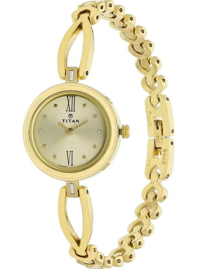 TITAN Women's Analog Display Watch With Gold Metal Strap - 2601YM01