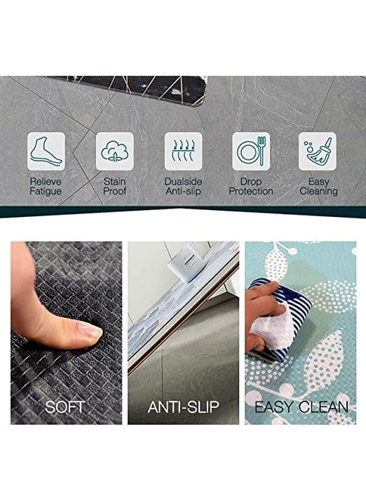 BLENZZA DECO Blenzza Deco Kitchen Bathroom Runner Mat Combo Anti Slip Micro Fiber Set of 2 Green  - Image 4