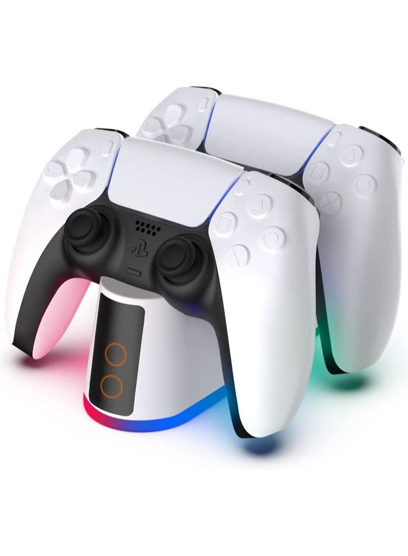 كابتن تيك Charging Station for PS5 Controller, Fast Charging Station with RGB Light Type-C Cable LED Indicator Dual Controller Charging Station for PlayStation 5 Dualsense Controller - Image 1