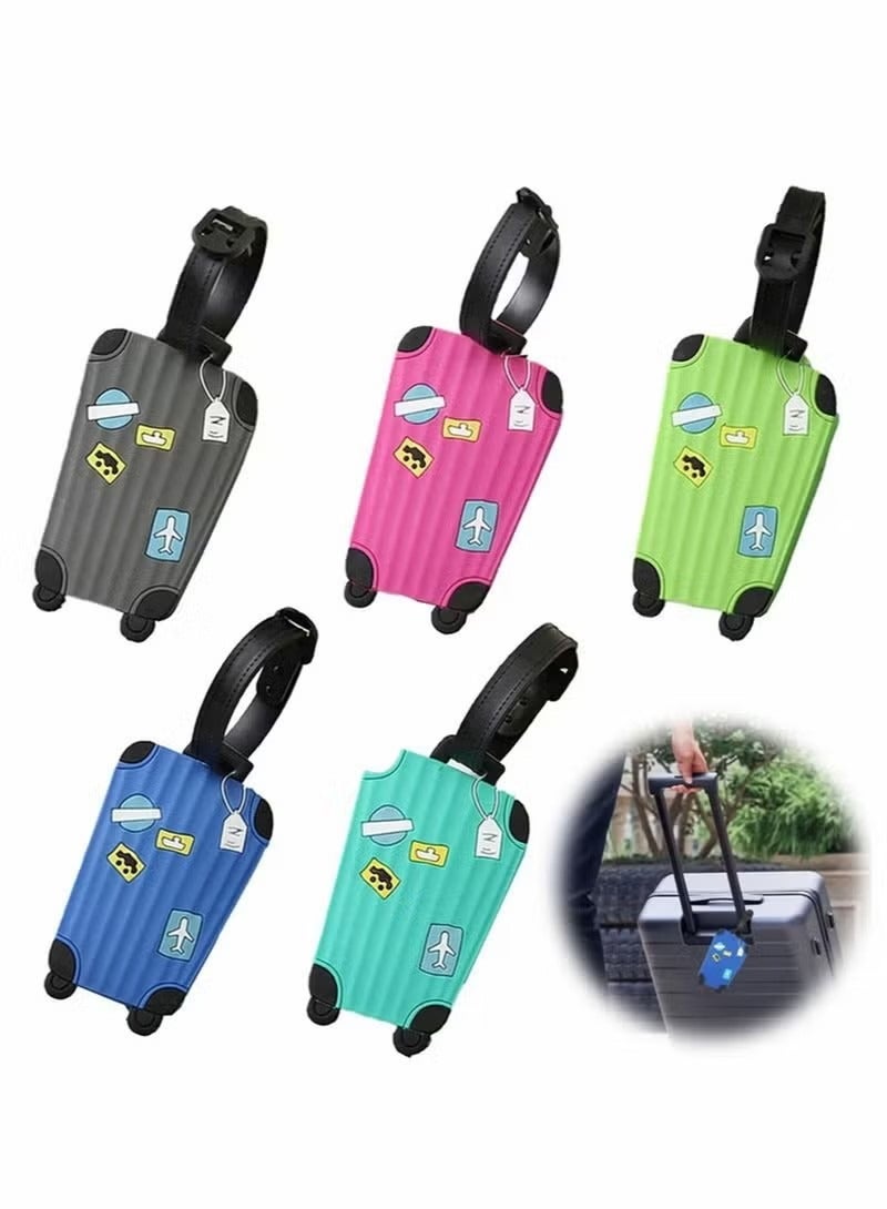 HDWISS 5 Pack Luggage Tags Flexible PVC ID Labels, Colorful Secure Travel Suitcase Bag Baggage Tag Labels for Cabin Bags Carry On Luggage and Suitcases - Image 1