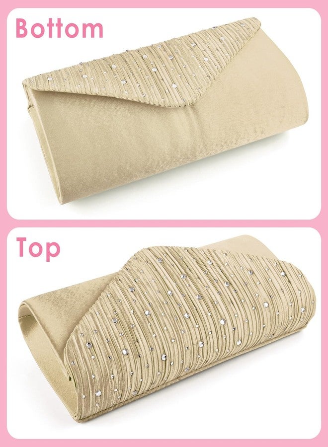 TINDTOP Evening Clutch Purses for Women Handbags for Formal Wedding Party Cocktail Prom Crossbody Shoulder Envelope Bag, A-gold, 8.6 x 4.7 x 2.1 inches - Image 5