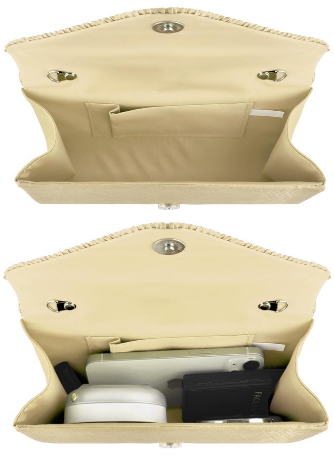 TINDTOP Evening Clutch Purses for Women Handbags for Formal Wedding Party Cocktail Prom Crossbody Shoulder Envelope Bag, A-gold, 8.6 x 4.7 x 2.1 inches - Image 4
