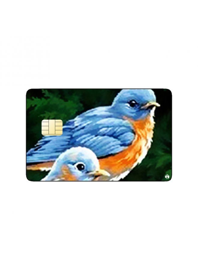 RKN PRINTED BANK CARD STICKER Beautiful Blue Birds Drawing With Flowers - Image 2