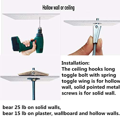 GoodtoU 10 Sets Ceiling Hooks Heavy Duty Swag Hook with Hardware for Hanging Plants Ceiling Installation Cavity Wall Fixing White - Image 4