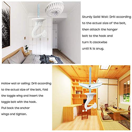 GoodtoU 10 Sets Ceiling Hooks Heavy Duty Swag Hook with Hardware for Hanging Plants Ceiling Installation Cavity Wall Fixing White - Image 5