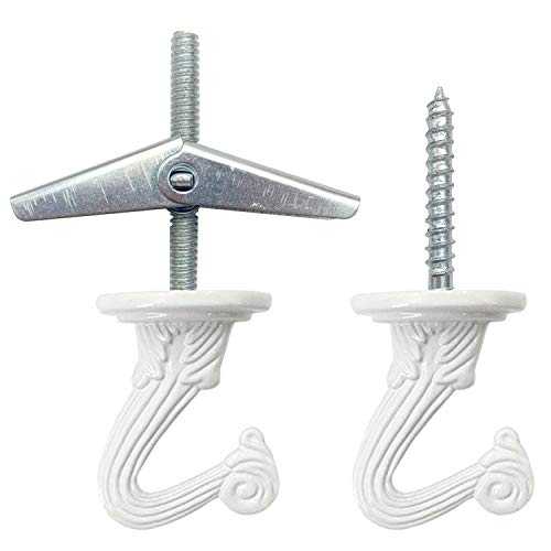 GoodtoU 10 Sets Ceiling Hooks Heavy Duty Swag Hook with Hardware for Hanging Plants Ceiling Installation Cavity Wall Fixing White - Image 2