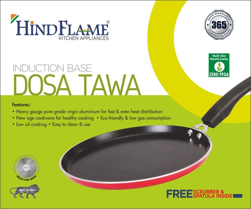 Hindflame Dosa Tawa 280 mm Diameter 3 MM Thickness Tawa 28 cm Diameter (Aluminium, Non-Stick, Induction Bottom) 1 Year Warranty (ISI Certified & BIS Approved) - Image 4
