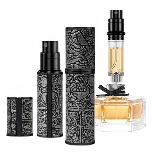 muilsae Perfume Spray Bottle 5ml Ancient Print Leather Refillable Dispenser Bottom Fill Fragrance Scent Container Portable and Leakproof Suitable for Traveling Outgoing AG00CQ Egypt Print - Image 1