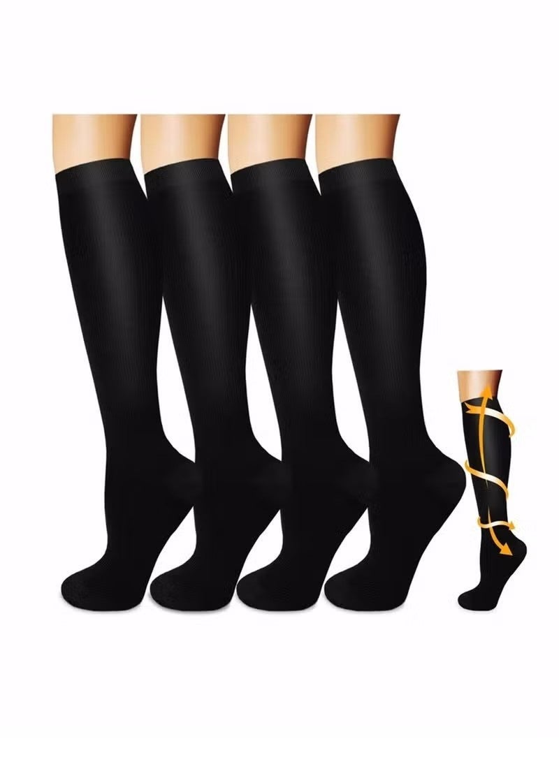 ATRJSZ Compression Socks,4 Pairs for Women and Men,20-30 mmHg is Best for Athletic,Travel,Running,Fitness,Reduce Calf Pain Faster Recovery L/XL Long Football Socks Grip Socks - Image 1